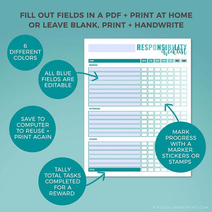 how to edit color-coded editable responsibility checklist PDF page