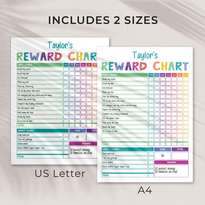Rainbow Daily Schedule & Reward Chart | Editable Bundle (2)