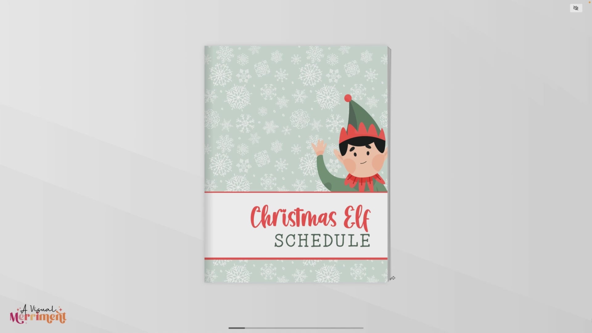 Video flipping through green christmas elf planner schedule 17 pages