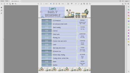 how to edit vintage train editable printable daily schedule video
