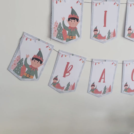 elf on the shelf cutting christmas tree down with i'm back banner video