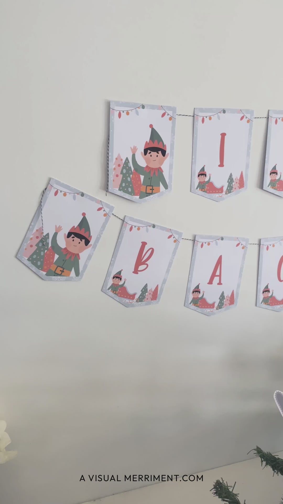 elf on the shelf cutting christmas tree down with i'm back banner video