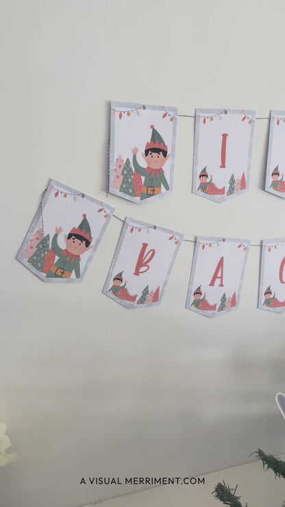 elf on the shelf cutting christmas tree down with i'm back banner video