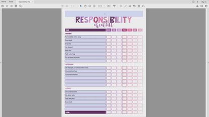how to edit purple pink editable printable responsibility checklist video