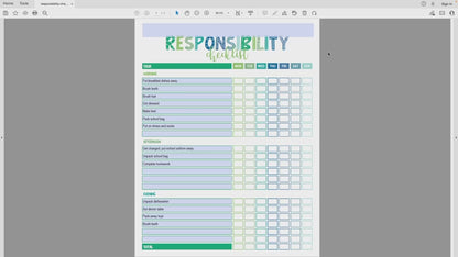 how to edit printable blue and green responsibility checklist page video