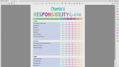 How to edit rainbow printable responsibility checklist video