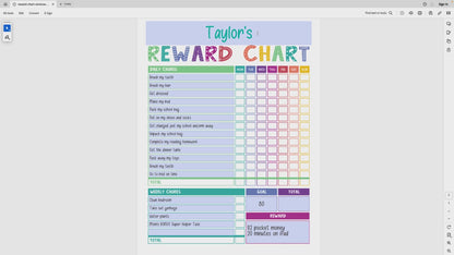 Rainbow Daily Schedule & Reward Chart | Editable Bundle (2)