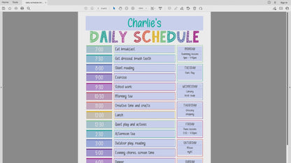Editing rainbow editable daily schedule PDF video