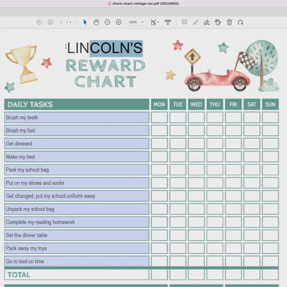 how to edit race car printable template reward chart video