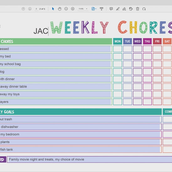 How to edit rainbow landscape editable chore chart PDF video