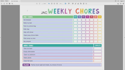 How to edit rainbow landscape editable chore chart PDF video