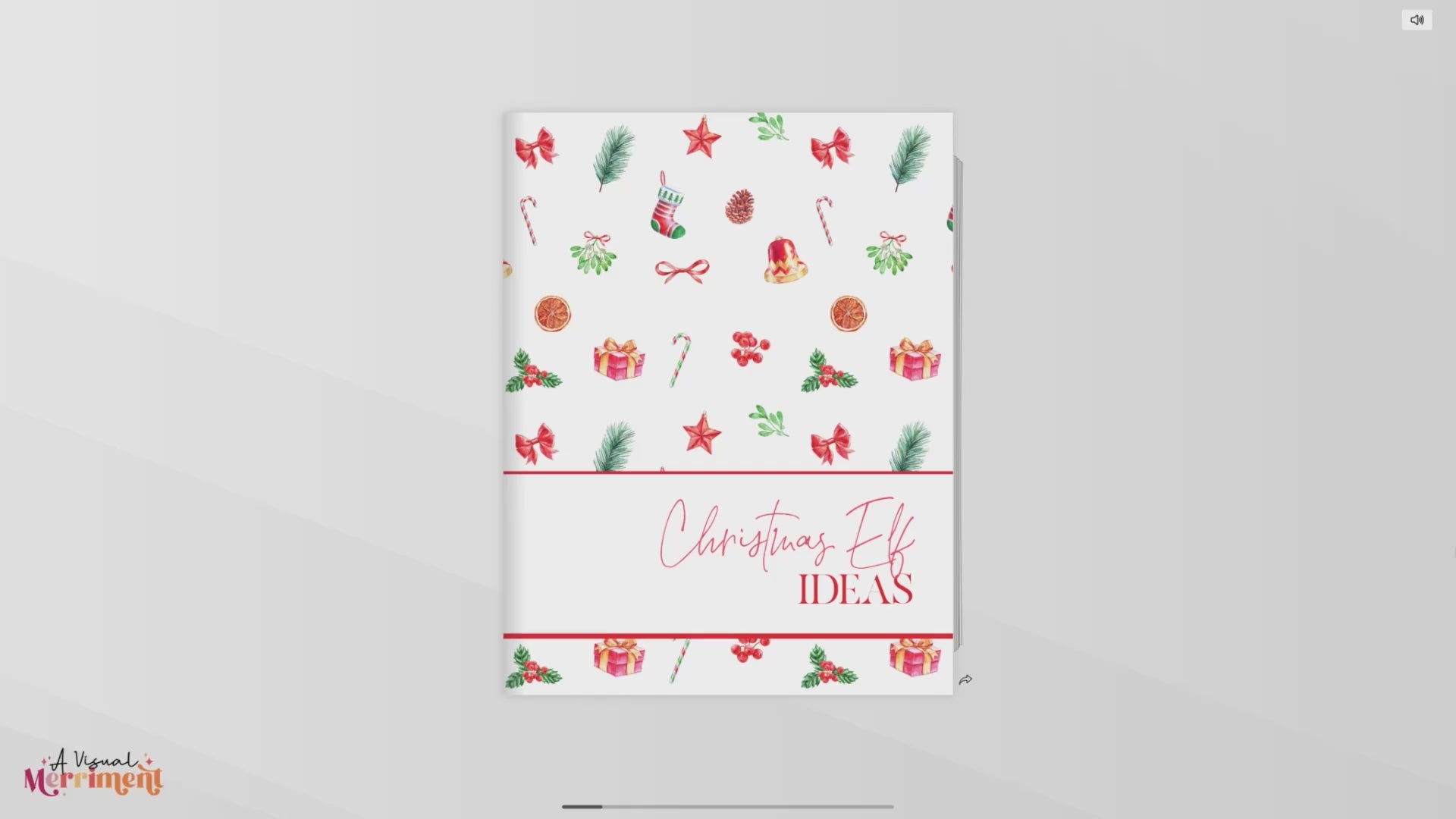 Video flipping through red christmas elf ideas planner 8 pages