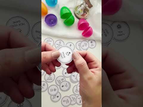 video with hands showing printable easter egg tokens and how to use with reusable easter eggs