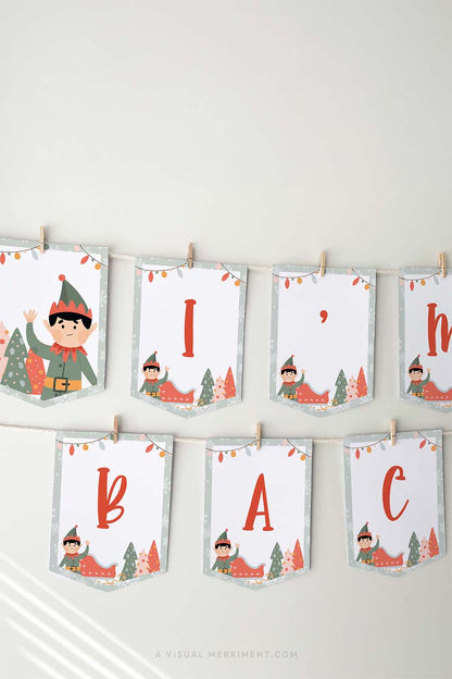 vertical hanging i'm back elf on the shelf banner sign printable