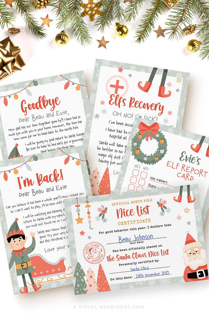 vertical Elf on the shelf I'm back letters bundle with 5 template pages and christmas decor