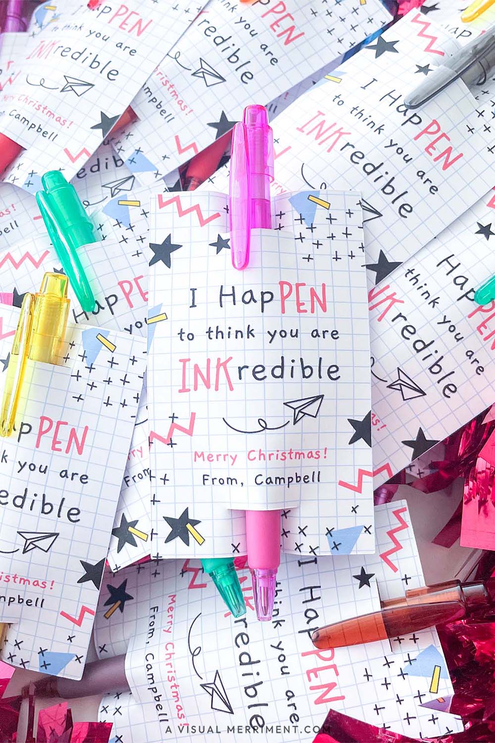 lots of pens with christmas gift tag printable wrappers