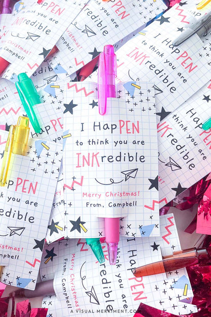 lots of pens with christmas gift tag printable wrappers